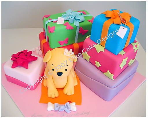 Doggy and Gifts kids birthday cake